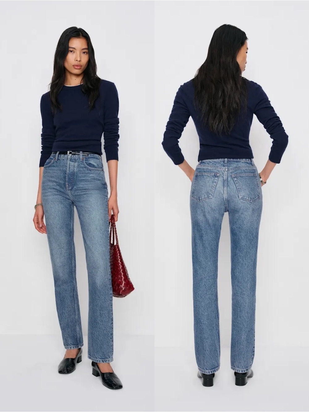 Reformation | Cynthia High Rise Straight Long Jeans in Colorado Wash 30